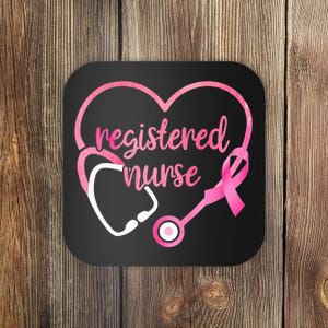 Nurse Support Pink Ribbon Breast Cancer Awareness Coaster