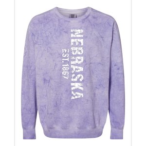 Nebraska State Patriotic American Usa Cool Distressed Design Colorblast Crewneck Sweatshirt