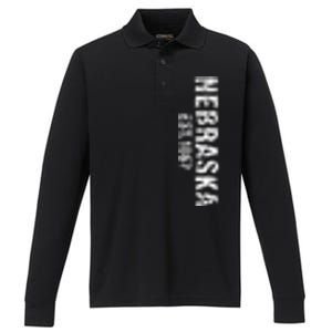 Nebraska State Patriotic American Usa Cool Distressed Design Performance Long Sleeve Polo