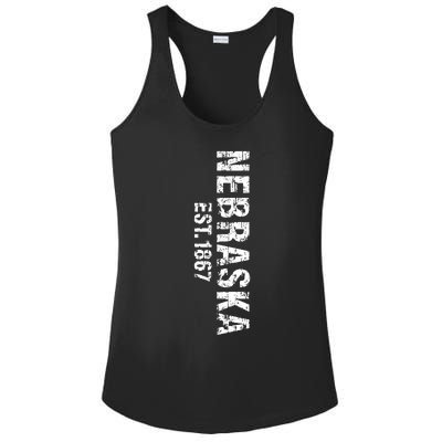 Nebraska State Patriotic American Usa Cool Distressed Design Ladies PosiCharge Competitor Racerback Tank