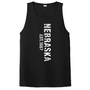 Nebraska State Patriotic American Usa Cool Distressed Design PosiCharge Competitor Tank