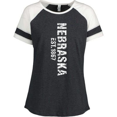 Nebraska State Patriotic American Usa Cool Distressed Design Enza Ladies Jersey Colorblock Tee