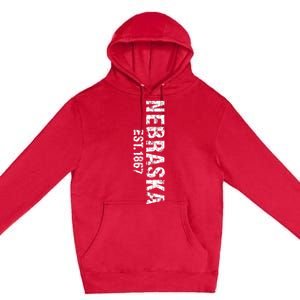 Nebraska State Patriotic American Usa Cool Distressed Design Premium Pullover Hoodie