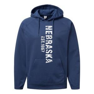 Nebraska State Patriotic American Usa Cool Distressed Design Performance Fleece Hoodie