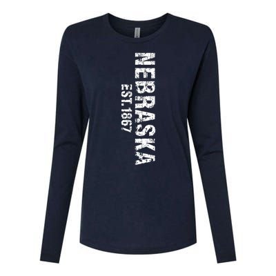 Nebraska State Patriotic American Usa Cool Distressed Design Womens Cotton Relaxed Long Sleeve T-Shirt