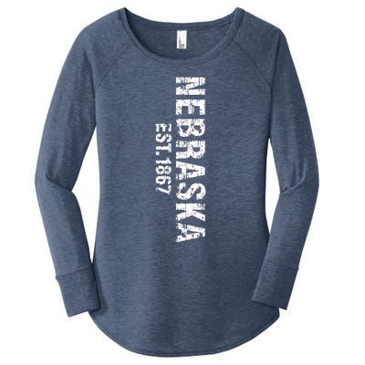 Nebraska State Patriotic American Usa Cool Distressed Design Women's Perfect Tri Tunic Long Sleeve Shirt