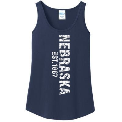 Nebraska State Patriotic American Usa Cool Distressed Design Ladies Essential Tank