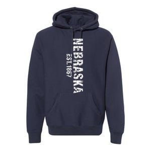 Nebraska State Patriotic American Usa Cool Distressed Design Premium Hoodie