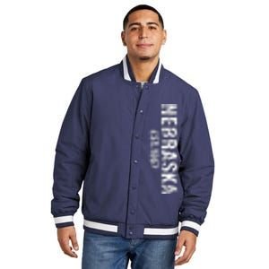 Nebraska State Patriotic American Usa Cool Distressed Design Insulated Varsity Jacket