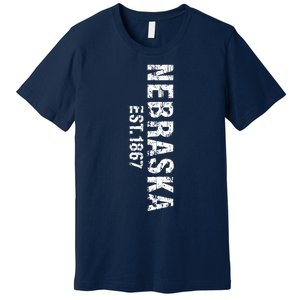 Nebraska State Patriotic American Usa Cool Distressed Design Premium T-Shirt