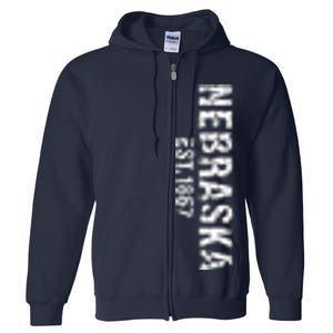 Nebraska State Patriotic American Usa Cool Distressed Design Full Zip Hoodie