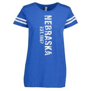 Nebraska State Patriotic American Usa Cool Distressed Design Enza Ladies Jersey Football T-Shirt