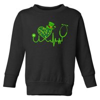 Nurse St Patricks Day Stethoscope Heartbeat Clover Toddler Sweatshirt