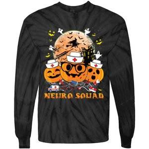 Neuro Squad Pumpkin Nurse Ghost Scary Halloween Costume Tie-Dye Long Sleeve Shirt