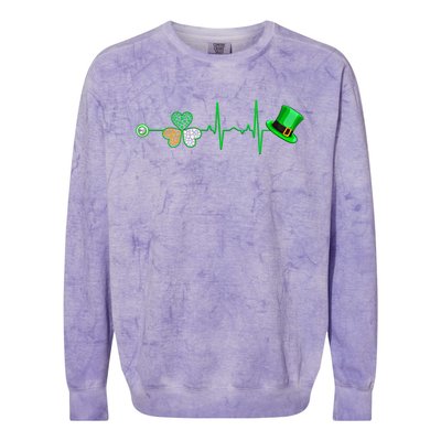 Nurse St Patricks Day Heartbeat Shamrock Nursing Stethoscope Gift Colorblast Crewneck Sweatshirt