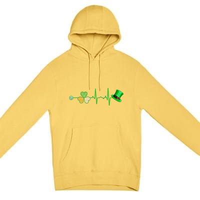 Nurse St Patricks Day Heartbeat Shamrock Nursing Stethoscope Gift Premium Pullover Hoodie