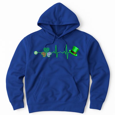 Nurse St Patricks Day Heartbeat Shamrock Nursing Stethoscope Gift Hoodie