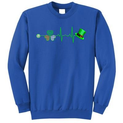 Nurse St Patricks Day Heartbeat Shamrock Nursing Stethoscope Gift Sweatshirt