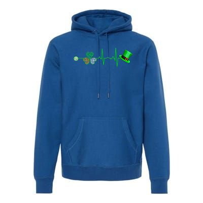 Nurse St Patricks Day Heartbeat Shamrock Nursing Stethoscope Gift Premium Hoodie