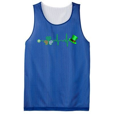 Nurse St Patricks Day Heartbeat Shamrock Nursing Stethoscope Gift Mesh Reversible Basketball Jersey Tank