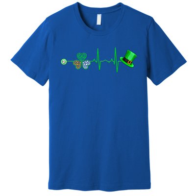 Nurse St Patricks Day Heartbeat Shamrock Nursing Stethoscope Gift Premium T-Shirt