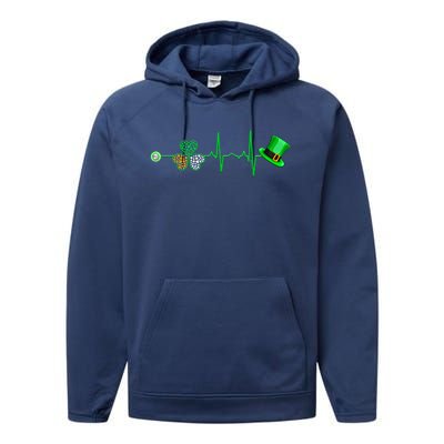 Nurse St Patricks Day Heartbeat Shamrock Nursing Stethoscope Gift Performance Fleece Hoodie