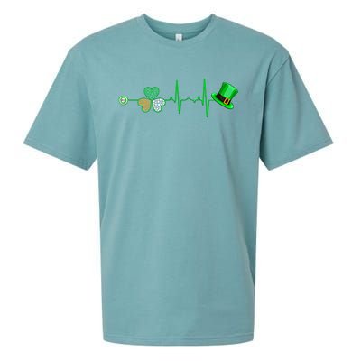 Nurse St Patricks Day Heartbeat Shamrock Nursing Stethoscope Gift Sueded Cloud Jersey T-Shirt