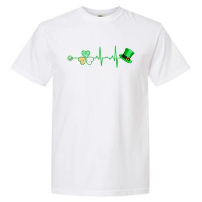 Nurse St Patricks Day Heartbeat Shamrock Nursing Stethoscope Gift Garment-Dyed Heavyweight T-Shirt