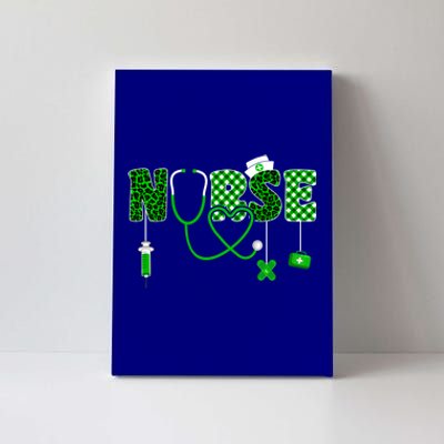 Nurse Saint Patricks Day Stethoscope Shamrock Leopard Irish Cool Gift Canvas