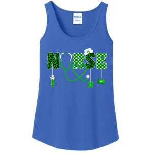 Nurse Saint Patricks Day Stethoscope Shamrock Leopard Irish Cool Gift Ladies Essential Tank