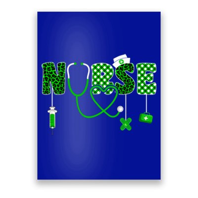 Nurse Saint Patricks Day Stethoscope Shamrock Leopard Irish Cool Gift Poster