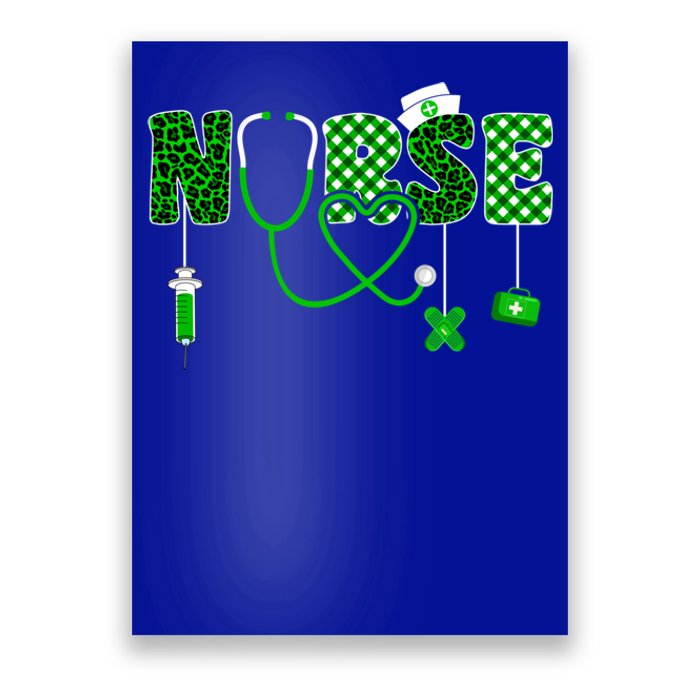 Nurse Saint Patricks Day Stethoscope Shamrock Leopard Irish Cool Gift Poster