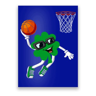 Nn St Patrick's Day Shamrock Dunking Basketball Cute Gift Poster