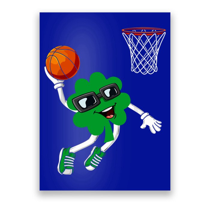 Nn St Patrick's Day Shamrock Dunking Basketball Cute Gift Poster