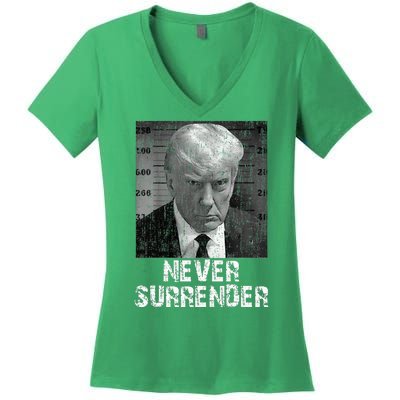 Never Surrender Pro Trump Women's V-Neck T-Shirt