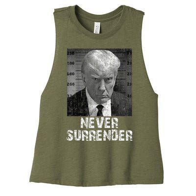 Never Surrender Pro Trump Women's Racerback Cropped Tank