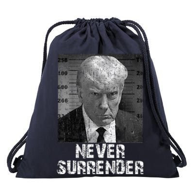 Never Surrender Pro Trump Drawstring Bag