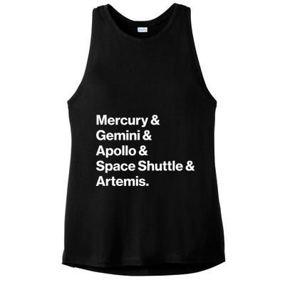 NASA Space Programs Mercury Gemini Apollo Shuttle Artemis Ladies PosiCharge Tri-Blend Wicking Tank