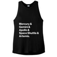 NASA Space Programs Mercury Gemini Apollo Shuttle Artemis Ladies PosiCharge Tri-Blend Wicking Tank
