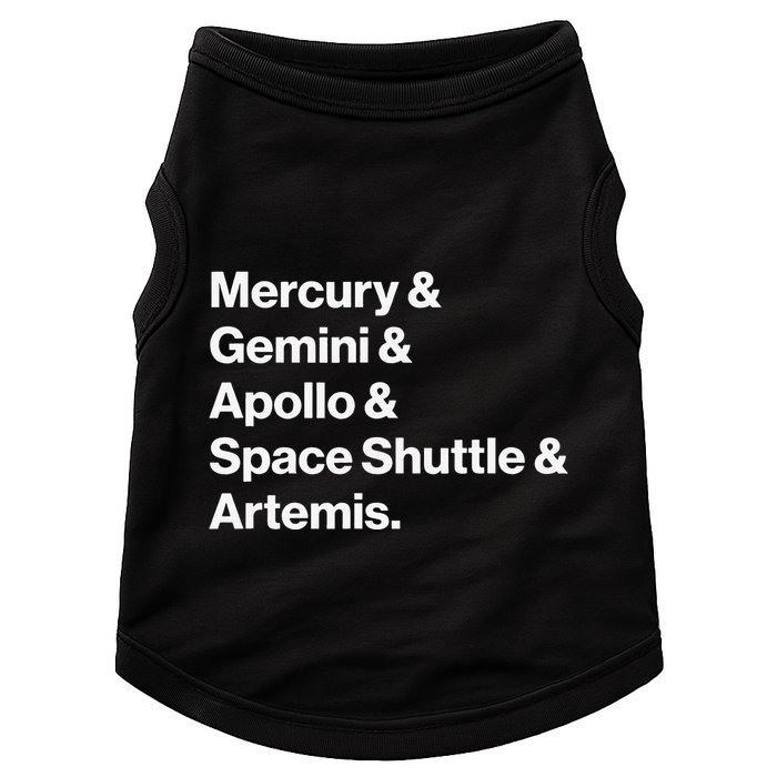 NASA Space Programs Mercury Gemini Apollo Shuttle Artemis Doggie Tank