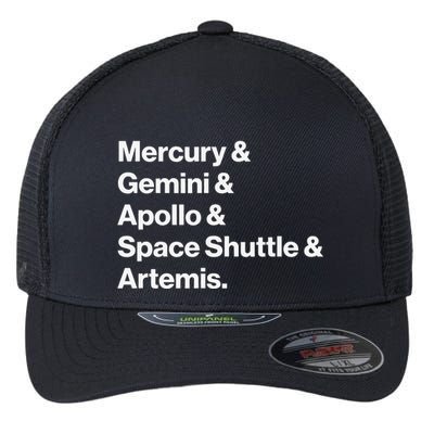 NASA Space Programs Mercury Gemini Apollo Shuttle Artemis Flexfit Unipanel Trucker Cap