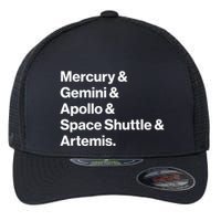 NASA Space Programs Mercury Gemini Apollo Shuttle Artemis Flexfit Unipanel Trucker Cap