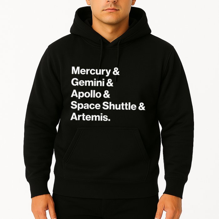 NASA Space Programs Mercury Gemini Apollo Shuttle Artemis Hoodie