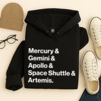 NASA Space Programs Mercury Gemini Apollo Shuttle Artemis Hoodie