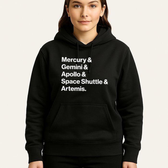 NASA Space Programs Mercury Gemini Apollo Shuttle Artemis Hoodie