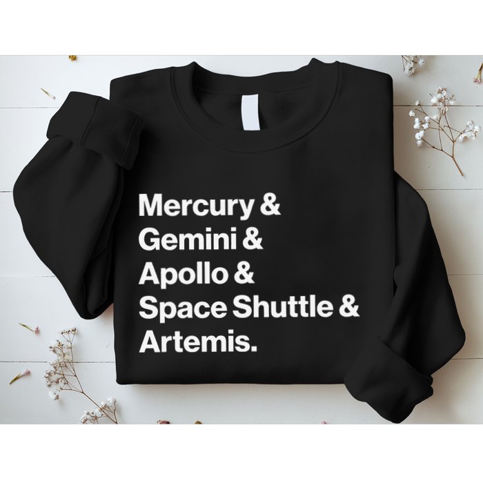 NASA Space Programs Mercury Gemini Apollo Shuttle Artemis Sweatshirt