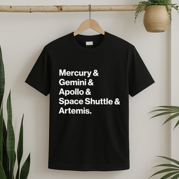NASA Space Programs Mercury Gemini Apollo Shuttle Artemis T-Shirt