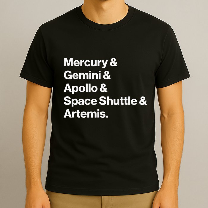 NASA Space Programs Mercury Gemini Apollo Shuttle Artemis T-Shirt