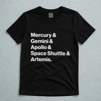 NASA Space Programs Mercury Gemini Apollo Shuttle Artemis T-Shirt