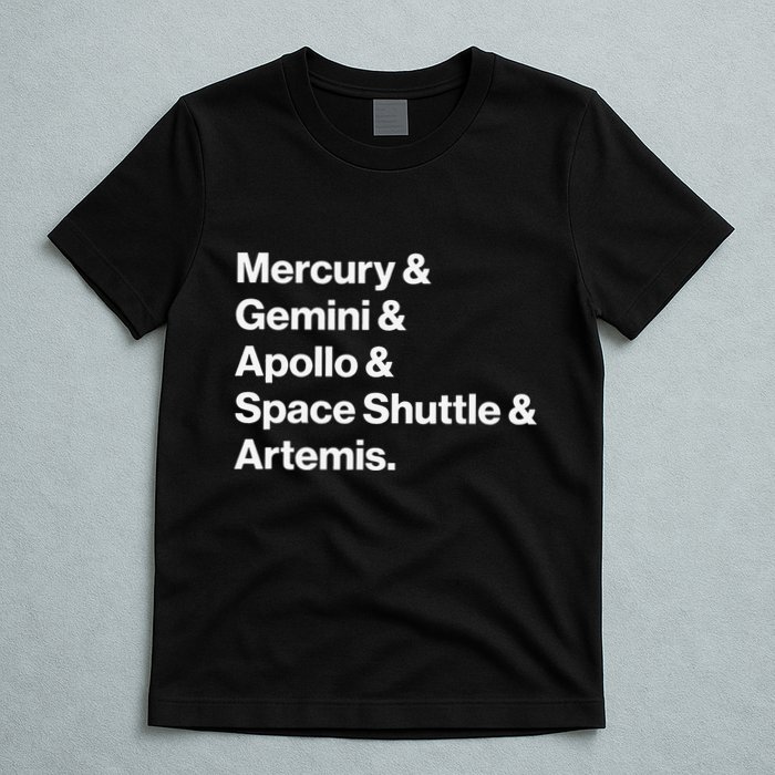 NASA Space Programs Mercury Gemini Apollo Shuttle Artemis T-Shirt